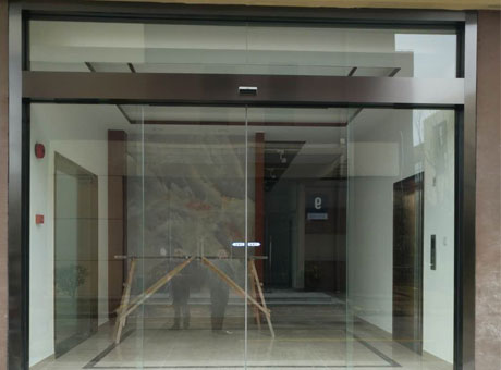 上海大众安亭4S店紫铜无框玻璃自动门